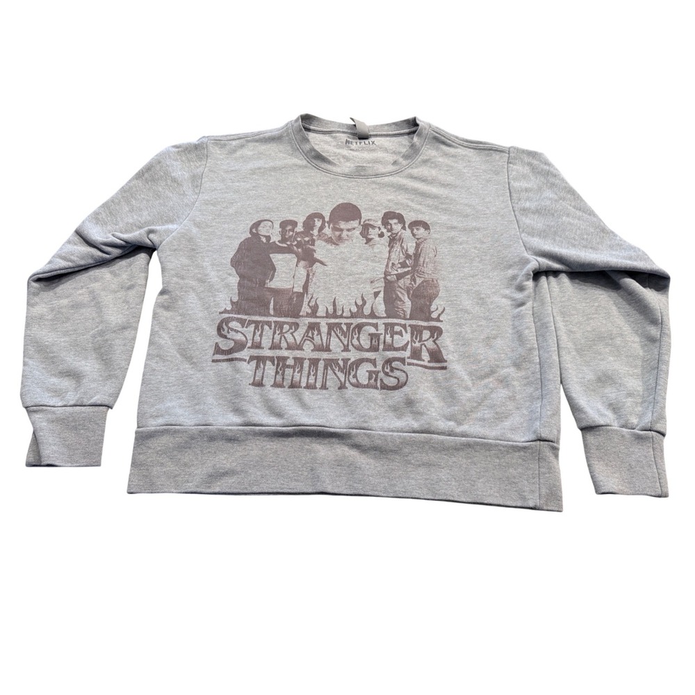 Netflix Stranger Things Graphic‎ Sweatshirt Crewneck Light Gray Small 2023